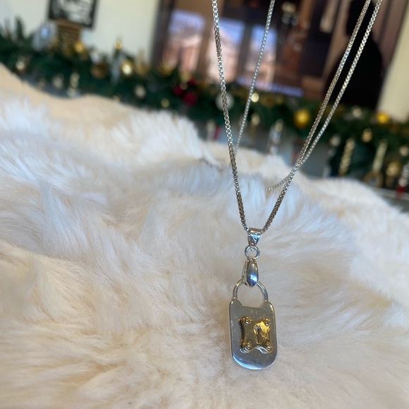 Lock heart sterling Silver Pendant Necklace 22 inch - Picture 5 of 8